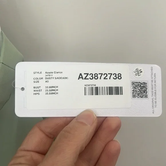 AZAZIE CLARICE A-Line Halter Chiffon Floor-Length Dress Agave Sz A0 NWT ◼️ - Picture 9 of 13